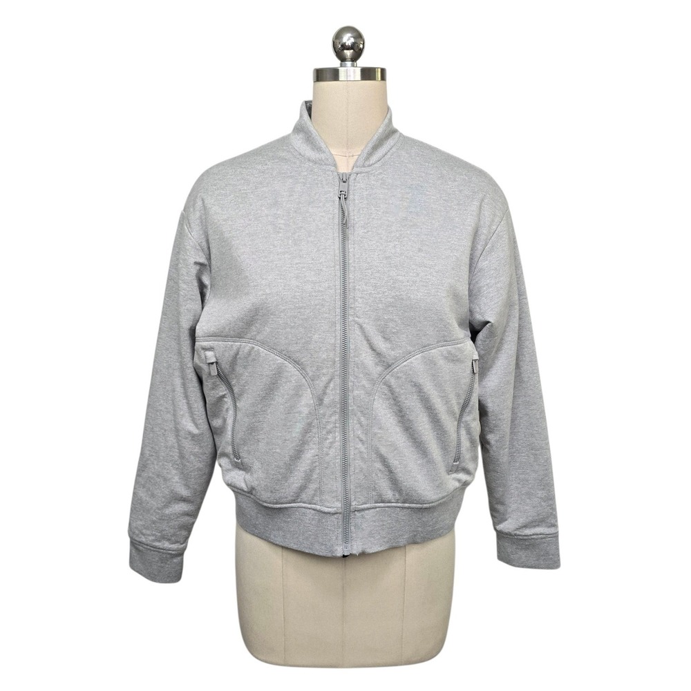 Vuori Halo Insulated Bomber Jacket Pale Grey Heather DreamKnit VW581 Womens XS